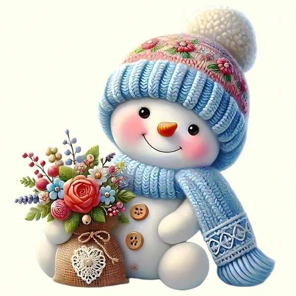 1pc/2pcs/3pcs Winter Limited Edition! Snowman With Bouquet Hanging Decor, Eye-Catching For T-Shirts, Hoodies, Pillows, Backpacks And Handbags, Ideal Holiday Gift, Holiday Decoration | Holiday Design | Durable Printing