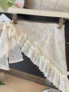 蕾丝三角头巾配腰带，甜美田园风精致蕾丝头巾搭配裤腰带 - 彩色 - 查看 4