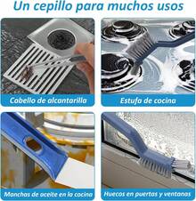 2 Cepillo de Limpieza para Grietas, Cepillo de Limpieza 3 En 1 con Clip y Raspador, Eliminar Las Manchas de Las Esquinas, Adecuado para Pisos de Baldosas, Puertas y Ventanas, Baño - 1 - Ver 7