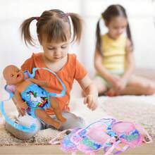 1pc Adjustable Strap Doll Backpack Carrier Suitable For 14-18 Inch Dolls (Doll Not Included), Multiple Colors With Cute & Fashionable Patterns, Adds Fun To Parent-Child Time, Comfortable Fabric - Best Holiday Gift For Kids - Multicolor - View 8