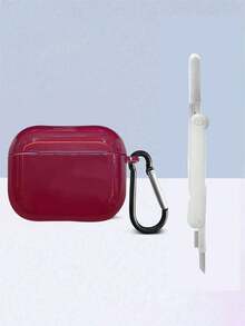2pcs/Set Wine Red/Black Earphone Case + Cleaning Brush Set, Compatible With Apple Earphone Case For 4th Gen, 2nd/3rd Gen, Soft Protective Cover