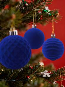 16 件蓝色圣诞球套装闪光圣诞树装饰植绒圣诞球装饰圣诞球装饰圣诞树挂饰圣诞树挂饰适用于室内室外节日派对装饰圣诞树装饰防碎小球悬挂吊坠适用于家居装饰派对用品 - 藍色 - 查看 6