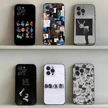 Funda de teléfono Drake O-OvO OWL compatible con  16,15,14,13,12,11,Pro,Max,Plus,X,XS,SE4,E,Mini, funda negra suave, compatible con funda de  17, funda de  17 Pro, funda de  17 Pro Max - z1 - Ver 1