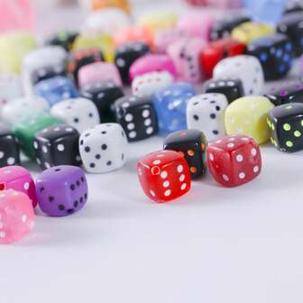 100 件/包亚克力方形骰子珠，可爱项链手链手机吊坠，8 毫米珠子，适合 DIY 珠宝制作