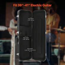Electric Guitar Hard Case, 43.11 In Rectangular Guitar Hard Case, With Lock Latch Keys Handle, PVC Padding Soft Lining Water-Resistant Hard Shell Guitar Cases, For 39 In Electric Guitars, Black - Black - View 2
