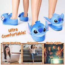 Disney Stitch 3D Slippers Fluffy Non Slip Warm Home Shoes - Blue - View 4