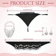 Pieces Costume Women Fortune Teller Accessories Belly Dance Scarf Set Scarf - Đen, Bạc - Xem 11