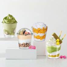 Conjunto de 10/25 unidades de copos de sobremesa de plástico transparente, com capacidade aproximada de 170 ml (5,7 oz), ideais para gelatina, pudim e sorvete. Perfeitos para fazer bolos de sorvete, decorar sobremesas, organizar festas de aniversário, casamentos e outros eventos. Adequados para Natal, Ano Novo, aniversários, casamentos e outras ocasiões. - Várias cores/estilos aleatórios - Ver 6