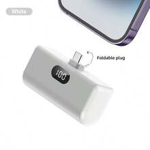 5000mAh 超轻便携移动电源，Type-C 直插设计，仅重 100 克，5V/2A 稳定输出。适用于 iOS 17/16 系统、iPad、耳机、音箱等各种电子设备充电。即插即用，无需携带数据线。内置 C 型接口，随时随地充电使用。非常适合通勤、旅行、学生、户外活动和商务场合——轻松便捷地查看电量。户外电量显示 - 白色 - 查看 1