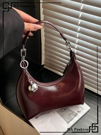 酒红色复古单肩包时尚通勤包百搭腋下包斜挎包