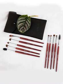 RANCAI 10pcs Natural Horse Hair Eyeshadow Brush Set, Small Eyeshadow Brush Set, Professional Eye Makeup Brush Set, Small Nose Contour Brush, Angled Eyeshadow Brush, Eyeshadow Blending Brush - Multicolor - View 3