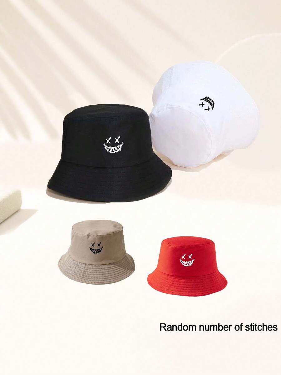 1 o 2 piezas de gorros de pareja con estampado de "cara sonriente", gorros de pescador unisex, adecuados para viajes al aire libre, vacaciones en la playa, protección solar, estilo universitario, artículos esenciales para cruceros, adecuados para vacaciones y moda casual, los mejores regalos de Navidad y Halloween.