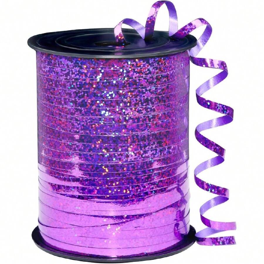 Cinta rizada morada - 500 yardas de cinta rizada metálica brillante para envolver regalos, globos, fiestas de Halloween y cumpleaños, 23939378 - Morado - Ver 1