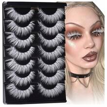 White Lashes Natural Look Eyelashes Halloween White Eyelashes Eye Lashes Band Lashes Halloween Cosplay Lash Extensions Wispy False Lashes Pairs - 萬聖節睫毛 - 查看 2
