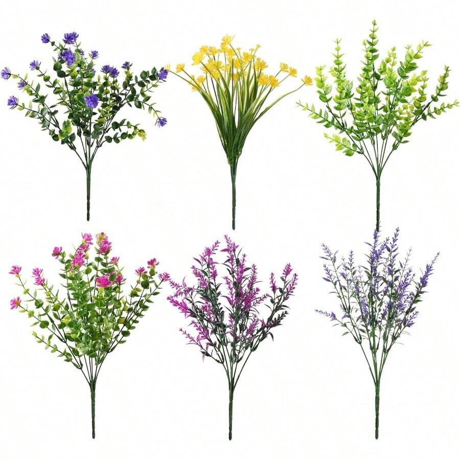 Camellia, Artificial Flowers Ranunculus Colorful Bouquet Home Decoration Wedding Decor 6PCS - màu xanh lá - Xem 1