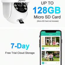 2K Solar Wireless Outdoor Surveillance Camera, 100% Wire-Free For Home Security With Fixed Solar Panel, 360° Panoramic View, PIR Motion Detection, Two-Way Audio, Alexa Compatible, SD/Cloud Storage, Color Night Vision - White - View 5