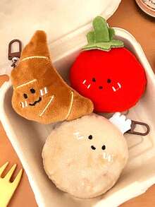 1个创意可爱趣味仿真毛绒食物钥匙扣，可爱毛绒卡通包包挂饰，面包、碱性面包、番茄蔬菜钥匙扣，小饰品，汽车钥匙扣，钥匙挂绳，钥匙扣，钥匙链配件，钥匙圈，送给女性的礼物，送给男朋友的礼物，圣诞礼物，圣诞袜填充物，生日礼物，送给朋友的礼物，节日礼物，活动纪念品，派对礼物。 - 彩色 - 查看 3