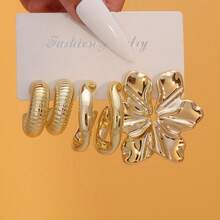 Set de 3-9 perechi de cercei eleganți aurii pentru femei, decorați cu elemente florale, fluturi, geometrice și vintage, cadou special pentru iubită. Cercei de înaltă calitate, potriviți pentru purtare zilnică și cadouri de diverse festivaluri (Crăciun). - Aur 1 - Vizualizare 6