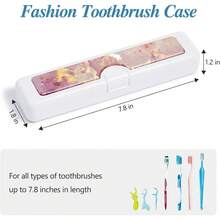 Estuche de viaje para cepillo de dientes - Patrón, soporte y cubiertas para cepillos de dientes, incluye estuche para rascador de lengua - Mármol en polvo de oro - Ver 2