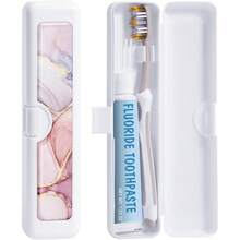 Toothbrush Travel Case - Pattern, Holder And Covers For Toothbrushes, Includes Tongue Scraper Case - 粉紅色大理石 - 查看 1