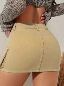 Laica Cargo Mini Skirt At The Waist Lifts Butt High Waist Fashion Blogger - 米色 - 查看 4