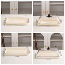 Plastic PET Material, Multi-Size Rectangular Display Trays With Dustproof Lid Cover, Unbreakable, Reusable Fruit Plate, Dessert, Snack, Cake Tray, Suitable For Various Festivals, Weddings, Parties, Banquets - Milky White - View 8
