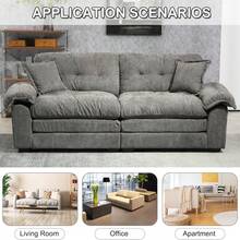 84" Chenille Sofa Small Sofa Loveseat Deep Seat Sofa Couch With 2 Throw Pillows & Memory Foam For Living Room Apartment Office Lounge - Xám - Xem 10