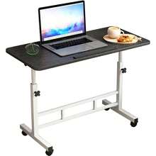 Standing Desk Adjustable Height Mobile Stand Up Desk Overbed Laptop Table With Wheels, Roller Bedside Desks For Work, Dining, Relaxing, Black - Black - View 12