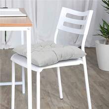 4 Pack Seat Pad Dining Room Garden Kitchen Chair Seat Cushions Tie On Plain UK - Grey - View 4