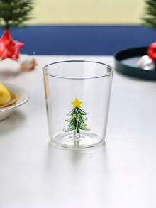 300ml transparentes Glas Weihnachts-Tassen Set/Einzelstück Set optional 3D Weihnachtsbaum geformte Tasse mit 3D dekorativen Elementen, geeignet für heiße und kalte Getränke wie Kaffee, Milch, Saft, Rotwein, Tee usw. Kreative Milchtasse/Saftglas/Rotweinglas/Kaffeetasse, geeignet für Mädchen, Kinder und Paare. Es ist ein einzigartiges Weihnachtsgeschenk, das Praktikabilität und Dekoration kombiniert.