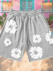 Summer Beach Pants Unisex Casual Harajuku Y2K 3D Kapok Print Shorts Outdoor Holiday Fashion StreetwearClothing   Halloween    Summer    Regular Fit    Pocket  Drawstring    Christmas  Halloween - Grey - View 1