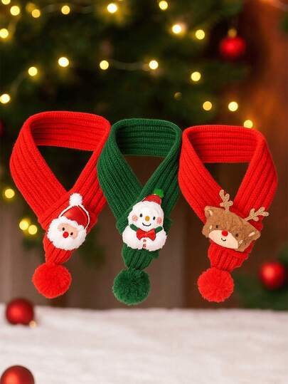 Christmas Pet Scarf - Christmas Dog And Cat Scarf With Santa And Snowman Print, Made Of Hand-Washable Polyester Material, A Gift For Your Beloved Pet On This Festive Occasion, Suitable For Small And Medium-Sized Dogs And Cats With A Neck Circumference Of Up To 35 Cm.