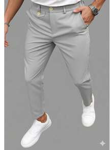 Men's Casual Chic Style Dress Pants - Modern Tailoring - ABA - 灰色 - 查看 1