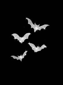 1pc Glossy Reflective Bat & Star Vinyl Decals - Self-Adhesive Cartoon Stickers For Cars, Motorcycles, Laptops - Vibrant Multi-Color Sparkle Design, Easy Apply & Remove, One-Time Use