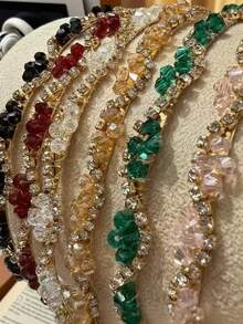1 buah/6 buah Bando Kristal Berkilau Warna-warni Baru, Hiasan Kepala Ringan dan Elegan untuk Anak Perempuan, Cocok untuk Pesta, Ulang Tahun, Pemakaian Sehari-hari untuk Merapikan Poni, dan Hiasan Rambut. - Kristal berlian imitasi berbentuk S multiwarna - View 9