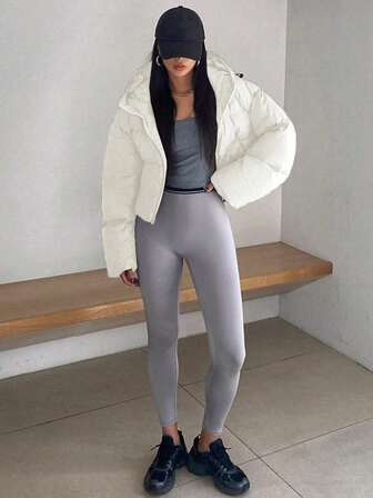 Women's Padded Coat, Fashionable Short Padded Coat, Hooded Padded Coat, Autumn/Winter Jacket, Women's Casual Zip-Up Fluffy Hooded Padded Coat - Long Sleeve Outerwear