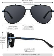 Lentes de Sol Hombres Lentes Piloto Hombres y Mujeres Lentes Antireflejantes Protección UV para Conducir Viajes - Negro - Ver 10