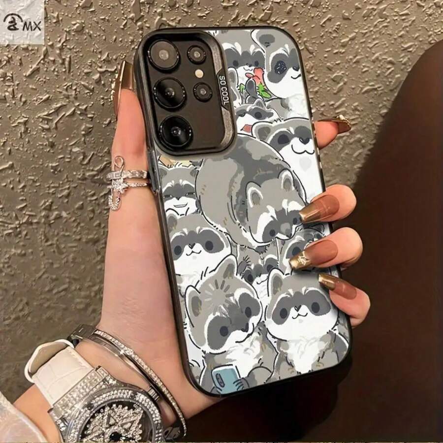 Cartoon Raccoon Set Suitable For 25ULTRA, S24PLUS, S23FE, S21PRO, S22, S20+, A03S, A05S, A14, A31, A53, A34, A10, A04E, M04, A33, A35, A55, A72, A71, A70, A22, A16, A06, A20S, A54 Special Phone Case, Anti-Stain, Fashion , Colorful Silver IMD - Trộn màu - Xem 1