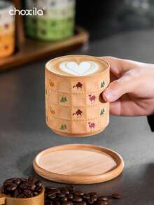 choxila 1pc Ceramic Camel Pattern Embossed Coffee Mug, Saudi Style Tea Cup, Middle Eastern Style Water Cup, Matcha Cup, Milk Tea Cup, Coconut Tree Spoon, Palm Tree Shaped Spoon, Suitable For Home, Cafe, Restaurant, Yard - Cup - View 6