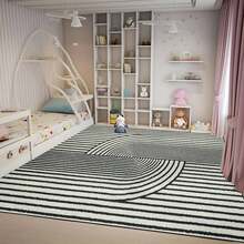 1Pc Large Light Beige-Friendly Area Rugs - Black & White High Pile Density, Soft Felt Backing, Machine Washable, No Lint Odor, 31x20 Inch & 84x60 Inch Sizes For Living Room, Bedroom, Office - 樣式 1 - 查看 4