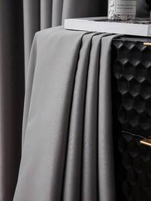 带孔眼的遮光窗帘，美观柔软，适用于房间遮光，带孔眼窗帘，客厅遮光窗帘，1 件装，米色，长 225 厘米，高 225 厘米 x 宽 140 厘米（每件面料重 130 克） - 灰色 - 查看 7