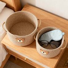Bohemian Woven Storage Basket With Hand-Braided Design, Versatile Desktop Organizer For Entryway Bathroom Bedroom, Perfect Container For Cosmetics Toiletries Sundries Toys Clothes Accessories, Decorative Home Organization Solution - Multicolor - View 6