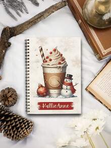 OBOVAY 1pc Customized Personalized Christmas Notebook, Can Customize Photos And Text, Personalized Photo Notebook, Brown And Gold Christmas Photo Scrapbook, Suitable For Daily Use, Party Decoration, Ideal Gift For Friends And Family, Makezbright Personalized Gift, Customizable Photo Decor, Customized Christmas Decor - Multicolor - View 4