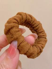 5pcs Solid Color Casual Polyester Thickened High Elastic Hair Scrunchies, Seamless Ponytail Holders, Hair Accessories, Suitable For All Seasons - Multicolor - View 6