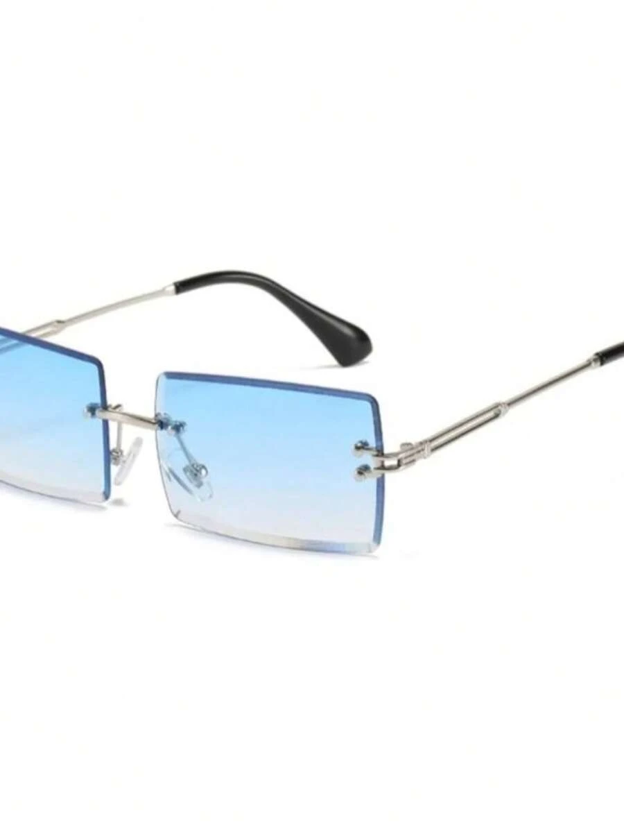 Red River Women's Vintage Square Rimless Sunglasses (New) - 藍色 - 查看 1