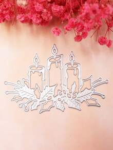 1pc Exquisite Christmas Candle Metal Die - Intricate Cutting Dies For DIY Scrapbooking, Creating Unique Albums, Making Festive Christmas Cards, And Paper Crafting Projects - Perfect For Festive Season Crafting