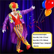 2025 New Adult Clown Costume Set, Party Stage Performance Costume, Creative And Funny Cosplay Costume With Nose