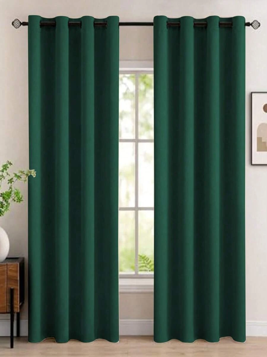 Rèm cửa mờ có khoen, rèm cản sáng đẹp, mềm mại để làm tối phòng, rèm khoen, rèm cản sáng cho phòng khách, 1 chiếc, màu be, dài 225 cm, cao 225 cm x rộng 140 cm (trọng lượng vải 130g) - màu xanh lá - Xem 1