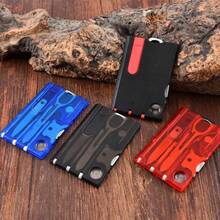 10合1口袋信用卡大小多功能工具，便携式户外生存露营装备，1盒紧凑型徒步旅行卡片工具套装 - 彩色 - 查看 5