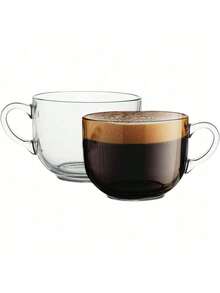 Trilogy | Juego de 6 Tazas de Vidrio para Café, Capuchino,é, Infusiones, Bebidas Calientes, de Vidrio Grueso Resistente, de Tamaño Jumbo, 470 mililitros - 1 - Ver 3